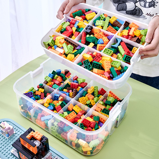 2 Layer Kids Building Blocks Storage Box Adjustable Lego-Compatible Storage  Container Plastic with Handle Grid Toy Organizer - AliExpress